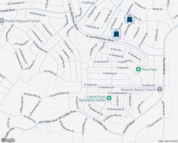 map of restaurants, bars, coffee shops, grocery stores, and more near 833 South Saki Drive in Pueblo West