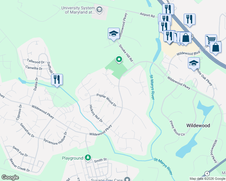 map of restaurants, bars, coffee shops, grocery stores, and more near 23275 White Elm Ct in California
