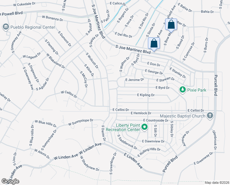map of restaurants, bars, coffee shops, grocery stores, and more near 833 South Saki Drive in Pueblo West