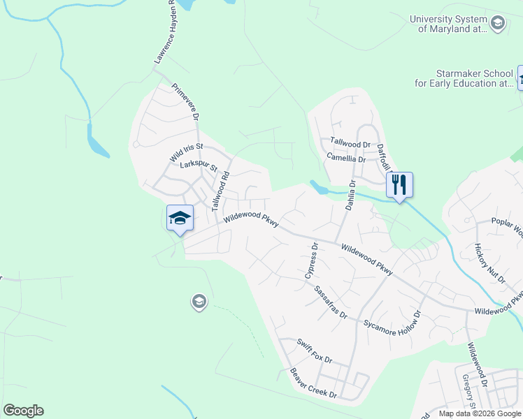 map of restaurants, bars, coffee shops, grocery stores, and more near 23103 Periwinkle Way in California