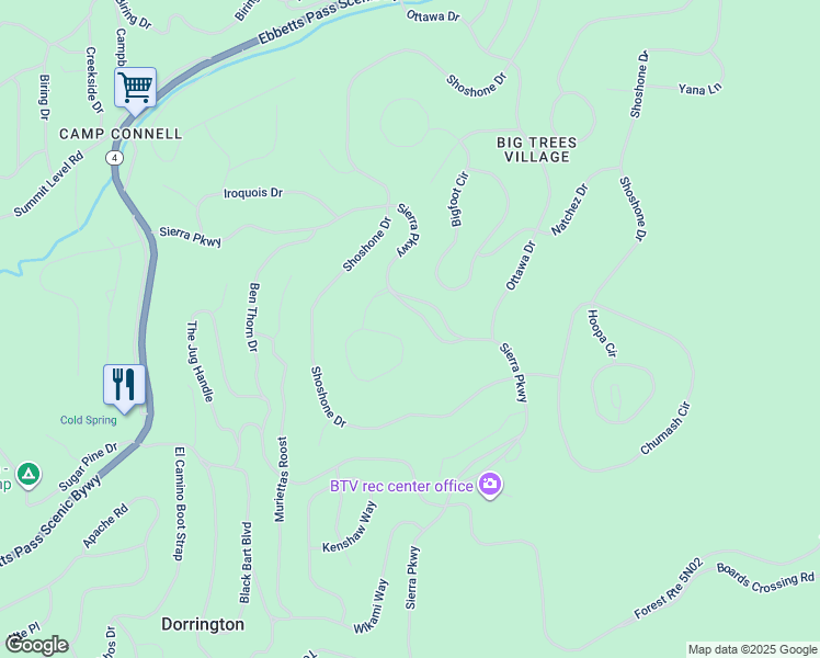 map of restaurants, bars, coffee shops, grocery stores, and more near 3285 Pocatello Circle in Camp Connell