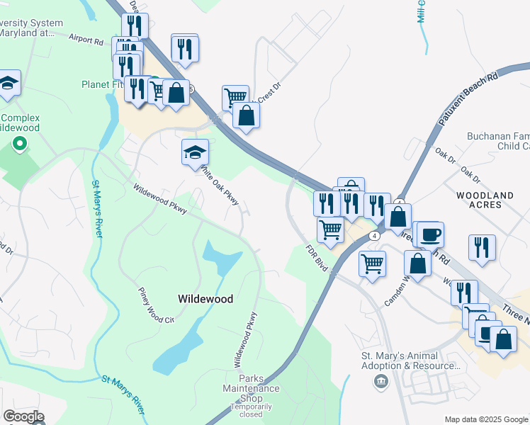 map of restaurants, bars, coffee shops, grocery stores, and more near 44775 Jeeter Way in California