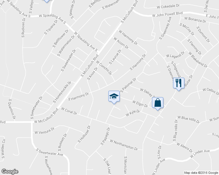 map of restaurants, bars, coffee shops, grocery stores, and more near 912 S Harmony Dr in Pueblo