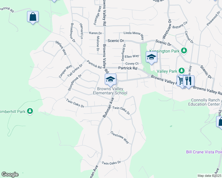 map of restaurants, bars, coffee shops, grocery stores, and more near 1001 Buhman Avenue in Napa