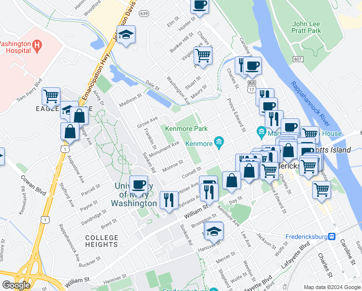 map of restaurants, bars, coffee shops, grocery stores, and more near 101 Independence Avenue Southeast in Washington