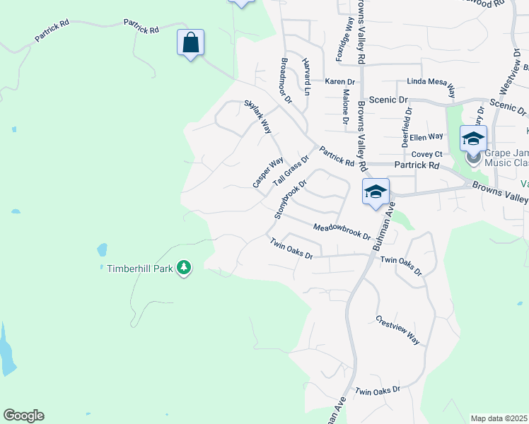 map of restaurants, bars, coffee shops, grocery stores, and more near 3609 Meadowbrook Drive in Napa