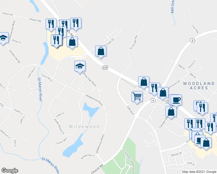 map of restaurants, bars, coffee shops, grocery stores, and more near 44701 Jeeter Way in California