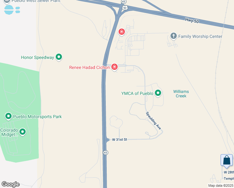 map of restaurants, bars, coffee shops, grocery stores, and more near North Pueblo Boulevard in Pueblo