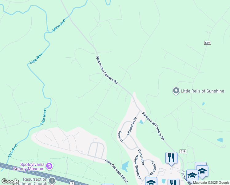 map of restaurants, bars, coffee shops, grocery stores, and more near 7000 Haskell Court in Fredericksburg