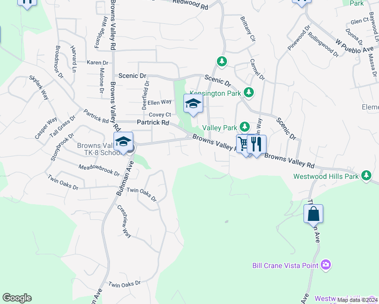 map of restaurants, bars, coffee shops, grocery stores, and more near 1001 Dezerai Court in Napa