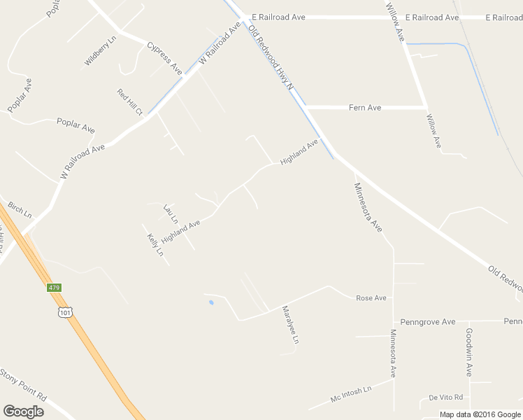 map of restaurants, bars, coffee shops, grocery stores, and more near 340 Highland Avenue in Penngrove