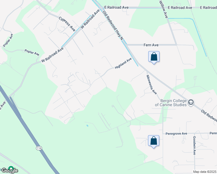 map of restaurants, bars, coffee shops, grocery stores, and more near 340 Highland Avenue in Penngrove