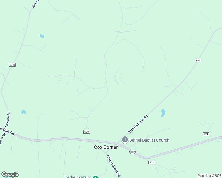map of restaurants, bars, coffee shops, grocery stores, and more near 96 Sandy Ridge Road in Fredericksburg