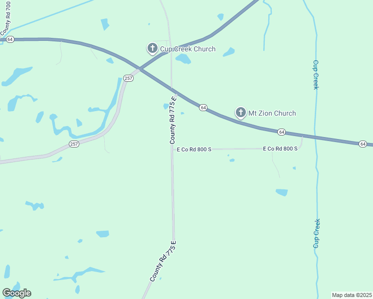 map of restaurants, bars, coffee shops, grocery stores, and more near East Co Road 800 South in Stendal