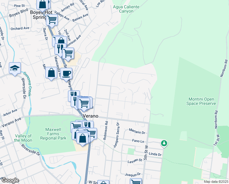 map of restaurants, bars, coffee shops, grocery stores, and more near 759 Istvan Road in Sonoma