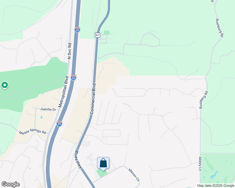 map of restaurants, bars, coffee shops, grocery stores, and more near 646 Alsace Drive in Pevely