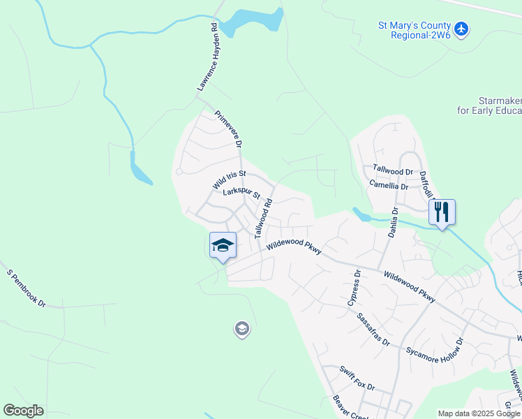 map of restaurants, bars, coffee shops, grocery stores, and more near 23332 Calla Way in California