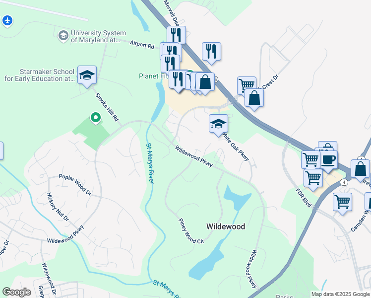 map of restaurants, bars, coffee shops, grocery stores, and more near 23319 Superstition Way in California
