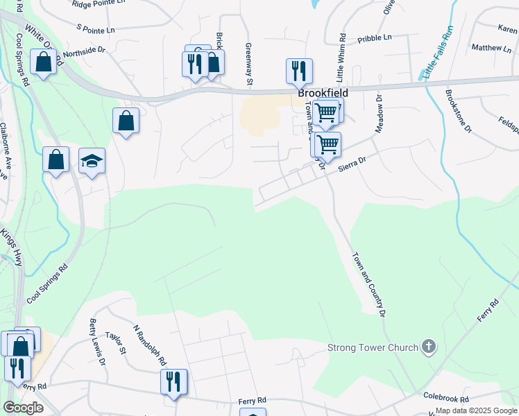 map of restaurants, bars, coffee shops, grocery stores, and more near 705 Clint Lane in Fredericksburg