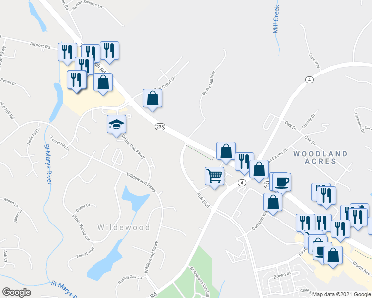 map of restaurants, bars, coffee shops, grocery stores, and more near 44746 Maguire Way in California