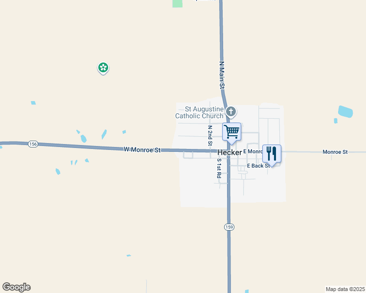 map of restaurants, bars, coffee shops, grocery stores, and more near 331 West Monroe Street in Waterloo
