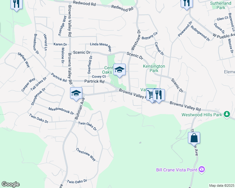 map of restaurants, bars, coffee shops, grocery stores, and more near 26 Reno Court in Napa