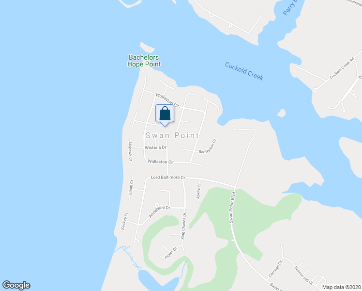 map of restaurants, bars, coffee shops, grocery stores, and more near 14730 Jennifer Court in Swan Point