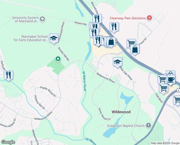 map of restaurants, bars, coffee shops, grocery stores, and more near 23307 Laurel Hill Drive in California