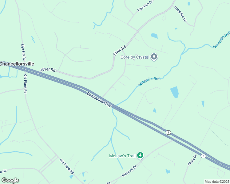 map of restaurants, bars, coffee shops, grocery stores, and more near 1007 9 Mile Run Drive in Fredericksburg