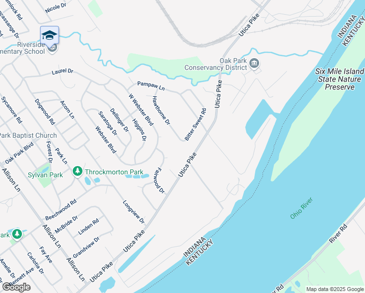map of restaurants, bars, coffee shops, grocery stores, and more near 122-124 Bitter Sweet Rd in Jeffersonville