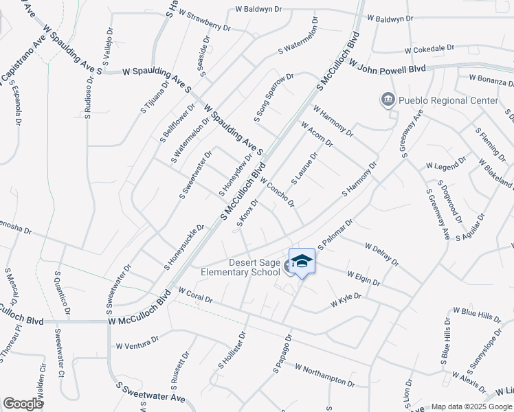 map of restaurants, bars, coffee shops, grocery stores, and more near 876 S Knox Dr in Pueblo