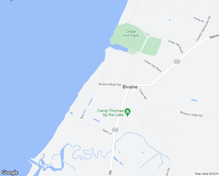 map of restaurants, bars, coffee shops, grocery stores, and more near 20885 Bivalve Wharf Road in Bivalve