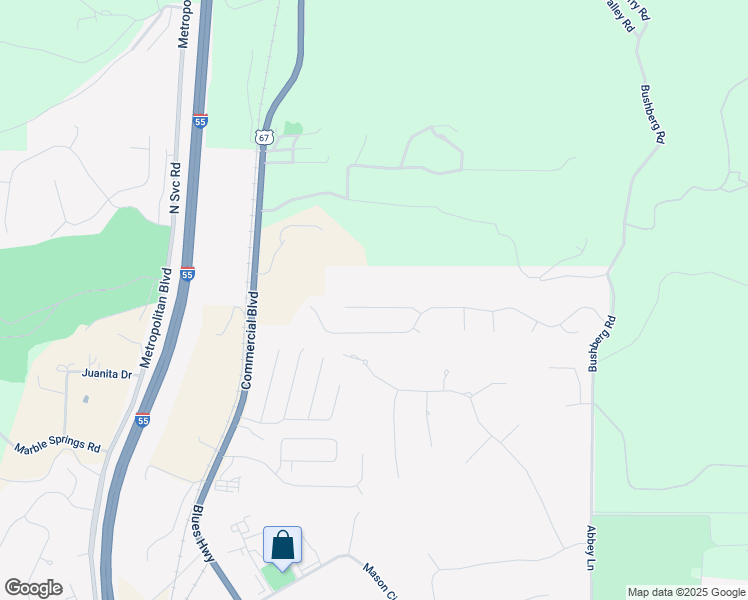 map of restaurants, bars, coffee shops, grocery stores, and more near 1267 Riesling Lane in Pevely