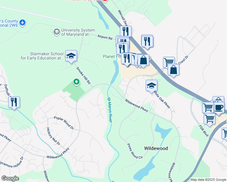 map of restaurants, bars, coffee shops, grocery stores, and more near 23328 Laurel Hill Drive in California