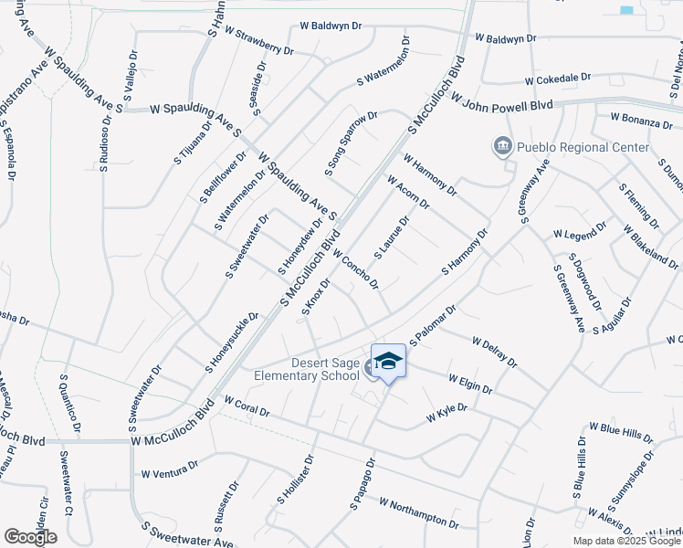 map of restaurants, bars, coffee shops, grocery stores, and more near 339 W Concho Dr in Pueblo
