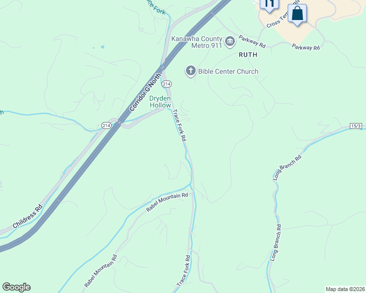 map of restaurants, bars, coffee shops, grocery stores, and more near 1735 Trace Fork Road in South Charleston