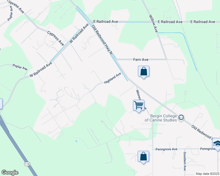 map of restaurants, bars, coffee shops, grocery stores, and more near 118 Highland Avenue in Penngrove