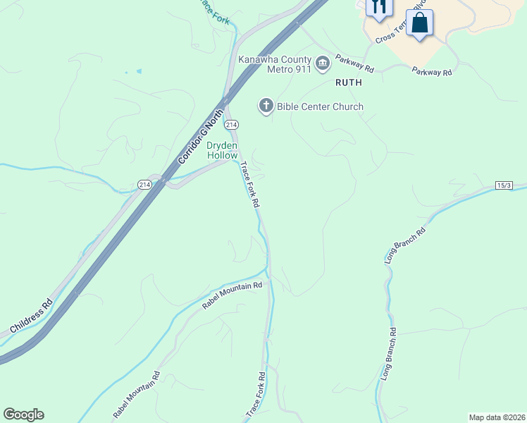 map of restaurants, bars, coffee shops, grocery stores, and more near 1735 Trace Fork Road in South Charleston
