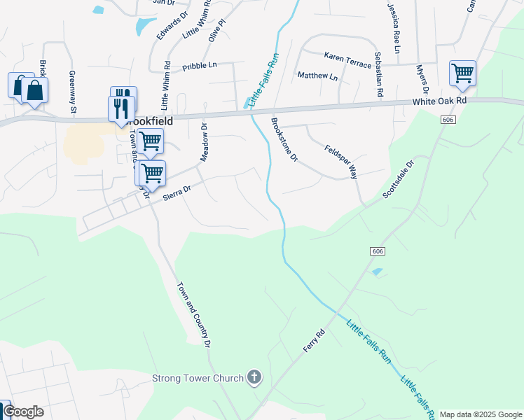 map of restaurants, bars, coffee shops, grocery stores, and more near 17 Rapids Way in Fredericksburg