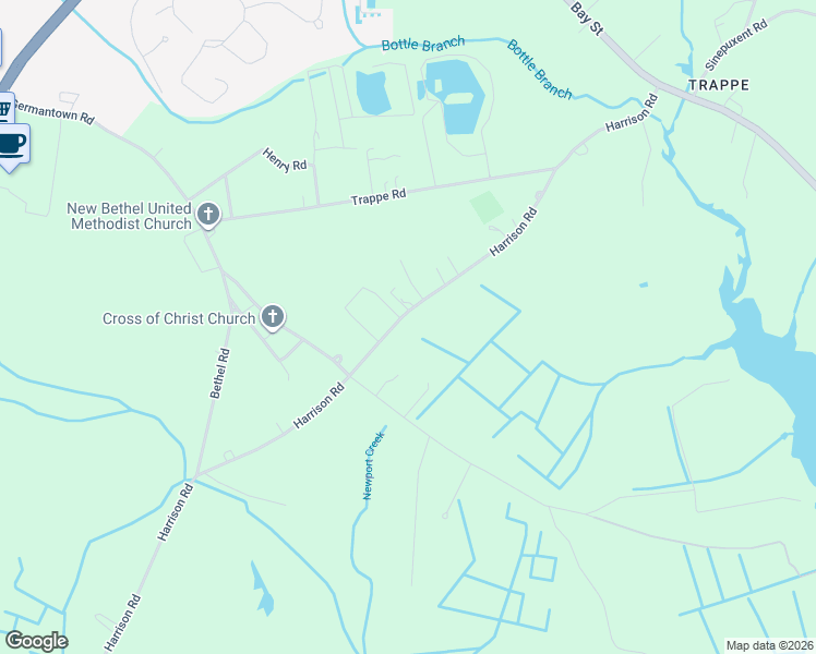 map of restaurants, bars, coffee shops, grocery stores, and more near 10412 Harrison Road in Berlin