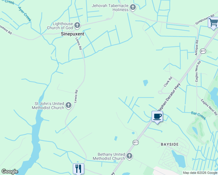 map of restaurants, bars, coffee shops, grocery stores, and more near 12823 Lewis Road in Berlin