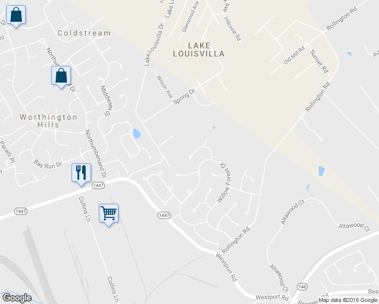 map of restaurants, bars, coffee shops, grocery stores, and more near 4820 Cedar Forest Place in Louisville