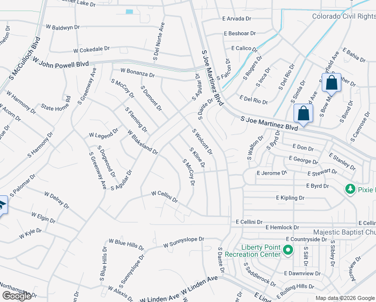 map of restaurants, bars, coffee shops, grocery stores, and more near 763 South Kline Drive in Pueblo West