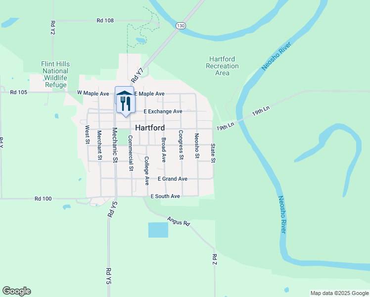 map of restaurants, bars, coffee shops, grocery stores, and more near 315 East Park Avenue in Hartford