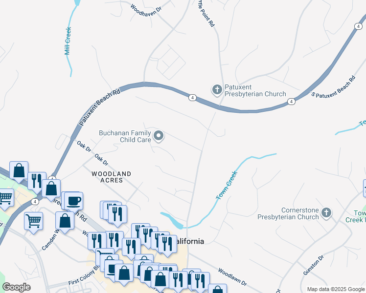 map of restaurants, bars, coffee shops, grocery stores, and more near 45315 Elmbrook Drive in California