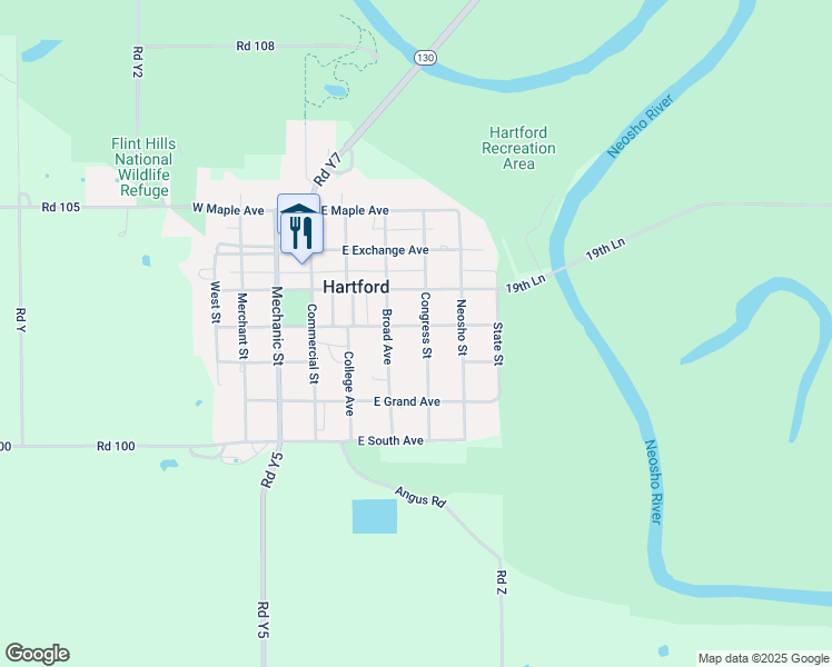 map of restaurants, bars, coffee shops, grocery stores, and more near 315 East Park Avenue in Hartford