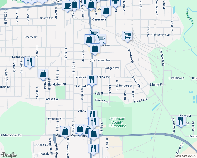 map of restaurants, bars, coffee shops, grocery stores, and more near 909 Perkins Avenue in Mount Vernon