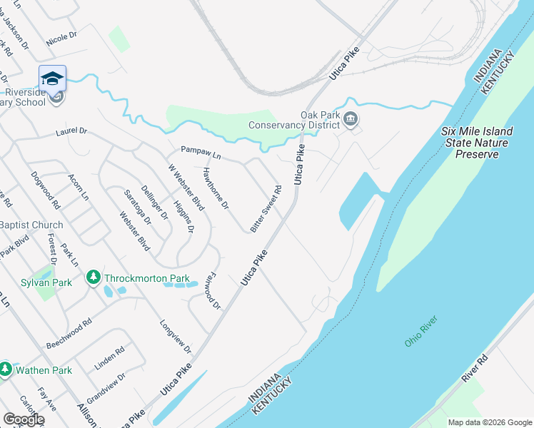 map of restaurants, bars, coffee shops, grocery stores, and more near 150 Bitter Sweet Road in Jeffersonville