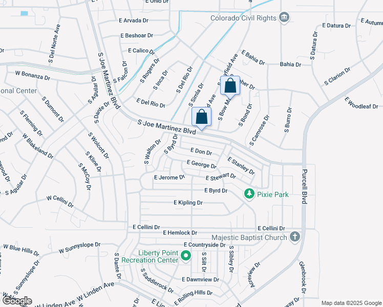 map of restaurants, bars, coffee shops, grocery stores, and more near 266 East Don Drive in Pueblo West