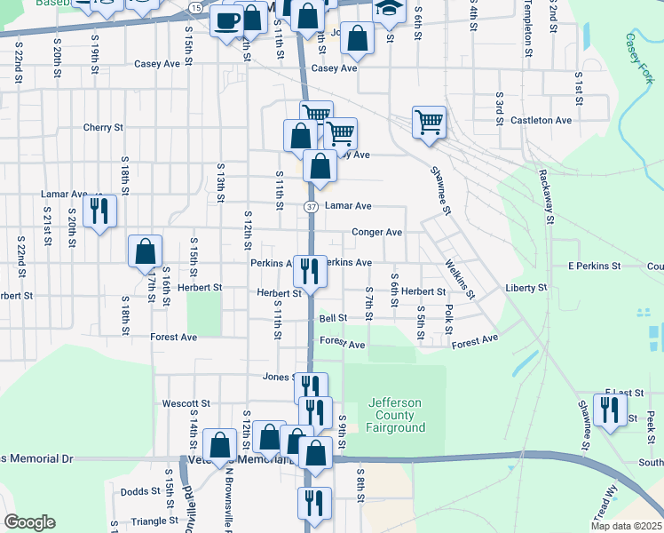 map of restaurants, bars, coffee shops, grocery stores, and more near 909 Perkins Avenue in Mount Vernon